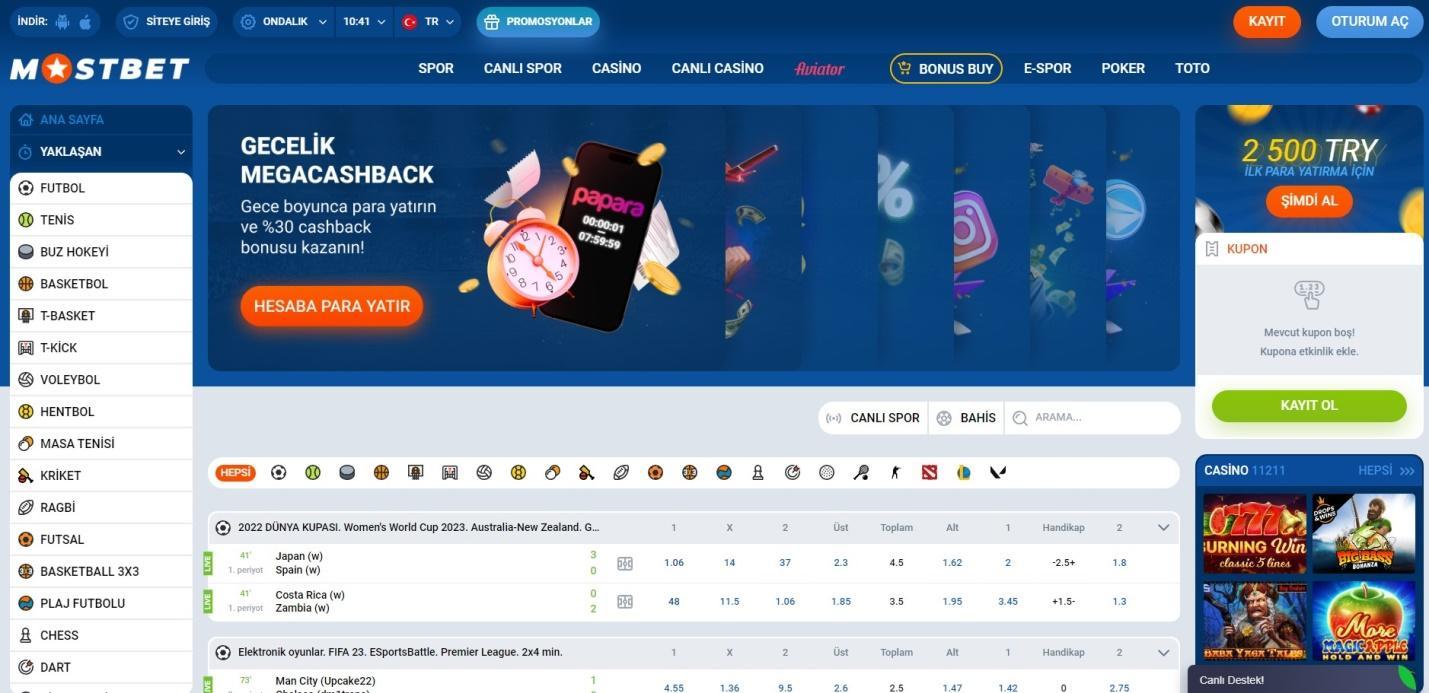 Mostbet ana sayfası